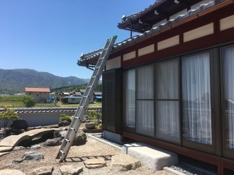 ハシゴを掛けた